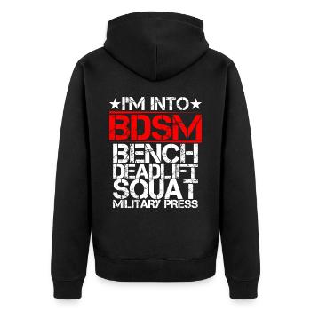 I'm Into BDSM Bench Squat Deadlift Military Press9 - Unisex Premium Organic Zip Hoodie - black - Back - Nico (187cm)