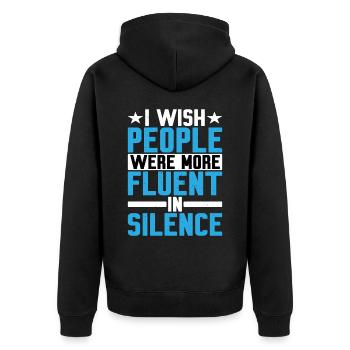 J’aimerais que les gens soient plus à l’aise dans le silence - Veste à capuche bio Premium Unisexe - noir - Dos - Nico (187cm)