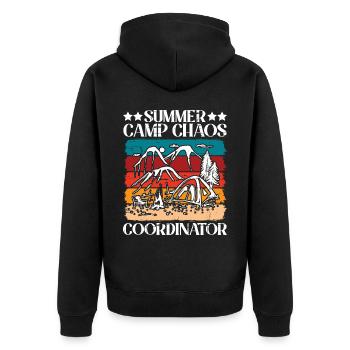 Summer Camp Chaos Coordinator 5 - Unisex Premium Bio Zip Hoodie - Schwarz - Hinten - Nico (187cm)