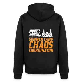 Summer Camp Chaos Coordinator 6 - Unisex Premium Bio Zip Hoodie - Schwarz - Hinten - Nico (187cm)