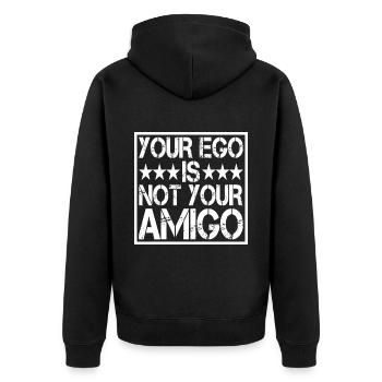 Your Ego Is Not Your Amigo 14 - Unisex Premium Bio Zip Hoodie - Schwarz - Hinten - Nico (187cm)