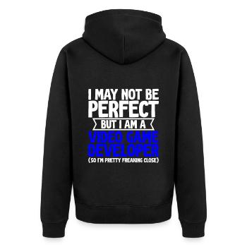 Not be perfect but i am a video game developer 2 - Unisex Premium Organic Zip Hoodie - black - Back - Nico (187cm)