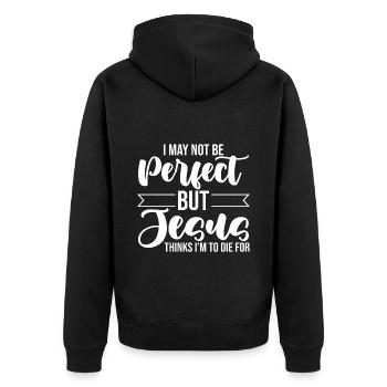 I'm Not Perfect But Jesus Thinks I'm To Die For 3 - Unisex Premium Organic Zip Hoodie - black - Back - Nico (187cm)