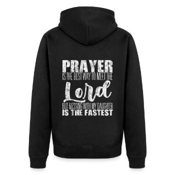 Prayer Is The Best Way To Meet The Lord 4 - Unisex Premium Bio Zip Hoodie - Schwarz - Hinten - Nico (187cm)