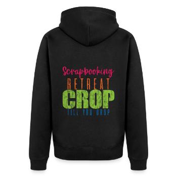 Scrapbooking Retreat Crop Till You Drop - Unisex Premium Bio Zip Hoodie - Schwarz - Hinten - Nico (187cm)