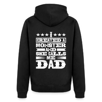 I Created A Monster And She Calls Me Dad - Unisex Premium Organic Zip Hoodie - black - Back - Nico (187cm)