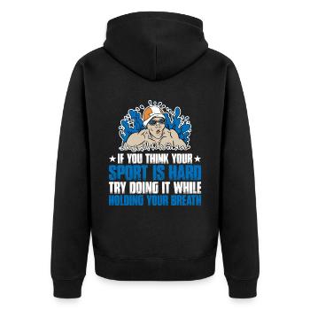 Try doing it while holding your breath 3 - Unisex Premium Organic Zip Hoodie - black - Back - Nico (187cm)