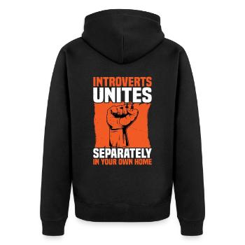 Les introvertis s’unissent séparément dans votre propre maison - Veste à capuche bio Premium Unisexe - noir - Dos - Nico (187cm)