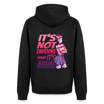 It's Not Cartoons, It's Anime 3 - Unisex Premium Bio Zip Hoodie - Schwarz - Hinten - Nico (187cm)