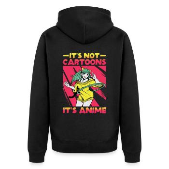 It's Not Cartoons, It's Anime 2 - Unisex Premium Bio Zip Hoodie - Schwarz - Hinten - Nico (187cm)