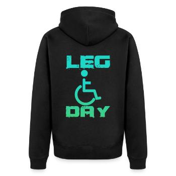 Leg Day Fauteuil roulant handicapé 18 - Veste à capuche bio Premium Unisexe - noir - Dos - Nico (187cm)