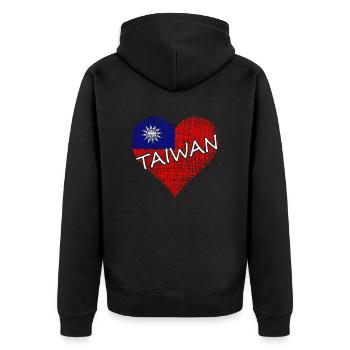 Taiwan - Unisex Premium Bio Zip Hoodie - Schwarz - Hinten - Nico (187cm)