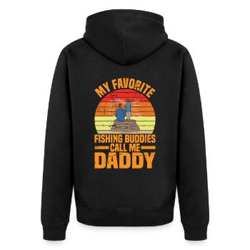 Mes copains de pêche préférés m’appellent papa - Veste à capuche bio Premium Unisexe - noir - Dos - Nico (187cm)