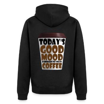 Today's Good Mood Is Brought To You By Coffee 2 - Unisex Premium Bio Zip Hoodie - Schwarz - Hinten - Nico (187cm)