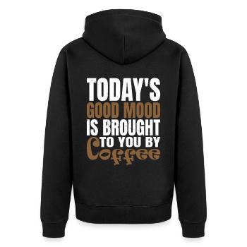 Today's Good Mood Is Brought To You By Coffee - Unisex Premium Bio Zip Hoodie - Schwarz - Hinten - Nico (187cm)