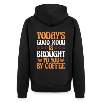 Today's Good Mood Is Brought To You By Coffee 3 - Unisex Premium Bio Zip Hoodie - Schwarz - Hinten - Nico (187cm)