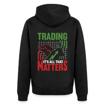 Le trading, c’est tout ce qui compte 2 - Veste à capuche bio Premium Unisexe - noir - Dos - Nico (187cm)