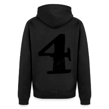 Maillot numéro 4 - Veste à capuche bio Premium Unisexe - noir - Dos - Nico (187cm)