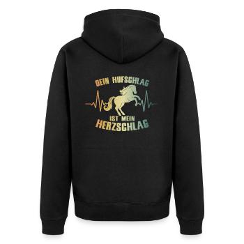 Herzschlag Pferd Hufschlag - Unisex Premium Bio Zip Hoodie - Schwarz - Hinten - Nico (187cm)