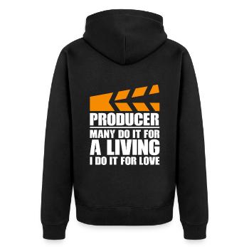 Producer Many Do It For A Living I Do It For Love - Unisex Premium Bio Zip Hoodie - Schwarz - Hinten - Nico (187cm)
