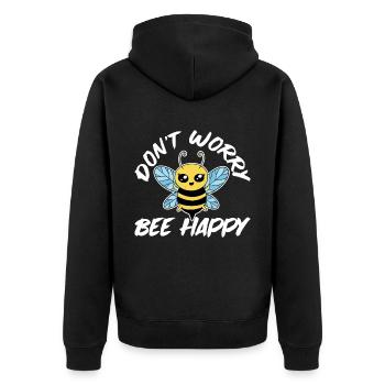 Ne vous inquiétez pas Bee Happy 28 - Veste à capuche bio Premium Unisexe - noir - Dos - Nico (187cm)