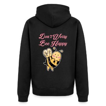 Don't Worry Bee Happy 31 - Unisex Premium Organic Zip Hoodie - black - Back - Nico (187cm)