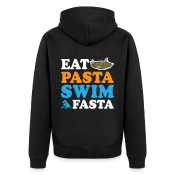 Eat Pasta Swim Fasta 9 - Unisex Premium Bio Zip Hoodie - Schwarz - Hinten - Nico (187cm)