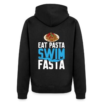Eat Pasta Swim Fasta 10 - Unisex Premium Bio Zip Hoodie - Schwarz - Hinten - Nico (187cm)