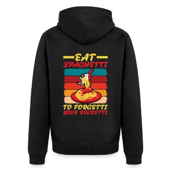 Eat Spaghetti To Forgetti Your Regretti 4 - Unisex Premium Bio Zip Hoodie - Schwarz - Hinten - Nico (187cm)