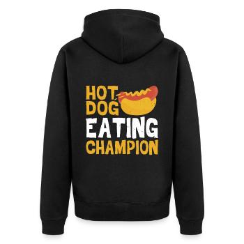 Hot Dog Eating Champion 4 - Unisex Premium Bio Zip Hoodie - Schwarz - Hinten - Nico (187cm)