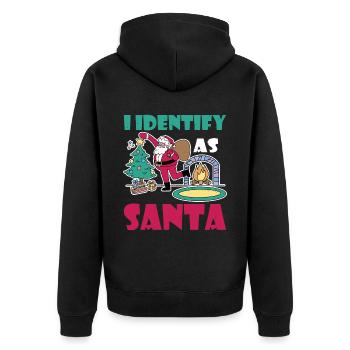 I Identify As Santa 4 - Unisex Premium Organic Zip Hoodie - black - Back - Nico (187cm)