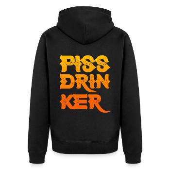 Piss Drinker 27 - Unisex Premium Bio Zip Hoodie - Schwarz - Hinten - Nico (187cm)