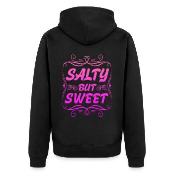 Salty But Sweet 8 - Unisex Premium Bio Zip Hoodie - Schwarz - Hinten - Nico (187cm)