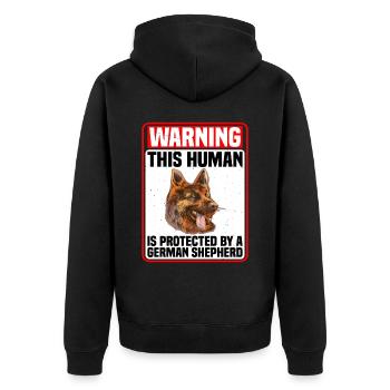 This Human Is Protected By A German Shepherd 4 - Unisex Premium Bio Zip Hoodie - Schwarz - Hinten - Nico (187cm)
