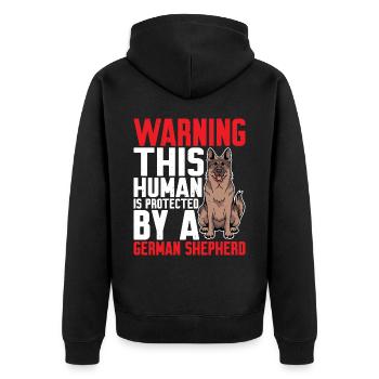 This human is protected by a German Shepherd 5 - Unisex Premium Organic Zip Hoodie - black - Back - Nico (187cm)