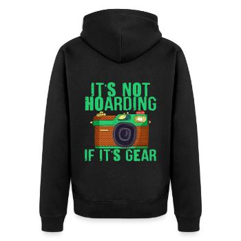 It's Not Hoarding If It's Gear 4 - Unisex Premium Organic Zip Hoodie - black - Back - Nico (187cm)