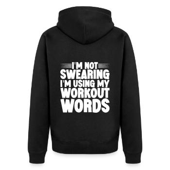 Je ne jure pas que j’utilise mes mots d’entraînement - Veste à capuche bio Premium Unisexe - noir - Dos - Nico (187cm)