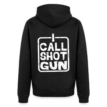 I Call Shotgun 5 - Unisex Premium Bio Zip Hoodie - Schwarz - Hinten - Nico (187cm)
