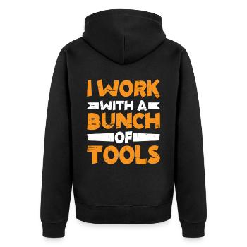 I Work With A Bunch Of Tools 7 - Unisex Premium Bio Zip Hoodie - Schwarz - Hinten - Nico (187cm)