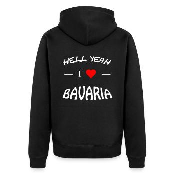 Hell Yeah i love bavaria - Unisex Premium Bio Zip Hoodie - Schwarz - Hinten - Nico (187cm)