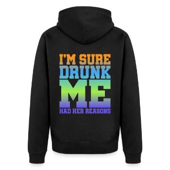 Je suis sûr que Drunk Me avait ses raisons 11 - Veste à capuche bio Premium Unisexe - noir - Dos - Nico (187cm)
