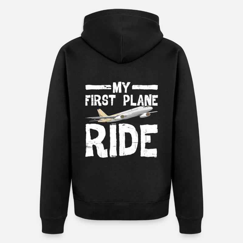 My First Plane Ride 46 - Unisex Premium Bio Zip Hoodie - Schwarz