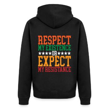 Respectez mon existence ou attendez-vous à ma résistance 13 - Veste à capuche bio Premium Unisexe - noir - Dos - Nico (187cm)