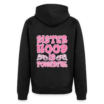 Sisterhood is Powerful 12 - Unisex Premium Bio Zip Hoodie - Schwarz - Hinten - Nico (187cm)