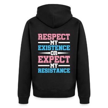 Respectez mon existence ou attendez-vous à ma résistance 12 - Veste à capuche bio Premium Unisexe - noir - Dos - Nico (187cm)