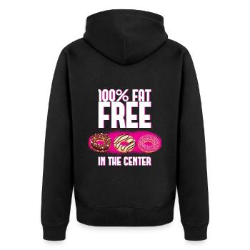 100% Fat Free In The Center 3 - Unisex Premium Bio Zip Hoodie - Schwarz - Hinten - Nico (187cm)