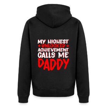 Ma plus haute réussite débloquée m’appelle papa 4 - Veste à capuche bio Premium Unisexe - noir - Dos - Nico (187cm)
