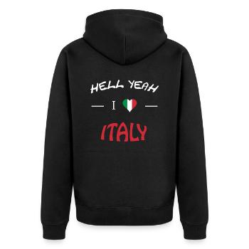 Hell Yeah i love italy - Unisex Premium Bio Zip Hoodie - Schwarz - Hinten - Nico (187cm)