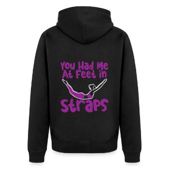 You Had Me At Feet In Straps 2 - Unisex Premium Bio Zip Hoodie - Schwarz - Hinten - Nico (187cm)
