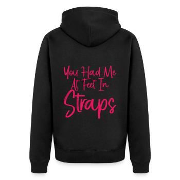 You Had Me At Feet In Straps 3 - Unisex Premium Organic Zip Hoodie - black - Back - Nico (187cm)
